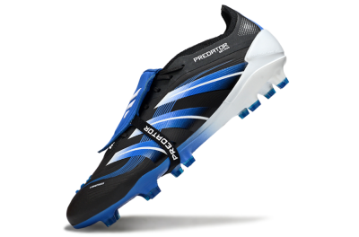Men's Adidas Predator 25 Elite Foldover Tongue FG Firm Ground Low-Tops Football Boots - Black/Blue/White