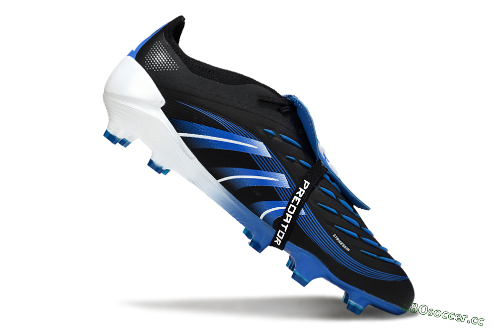Men's Adidas Predator 25 Elite Foldover Tongue FG Firm Ground Low-Tops Football Boots - Black/Blue/White 4