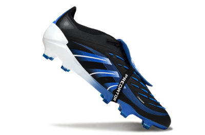 Men's Adidas Predator 25 Elite Foldover Tongue FG Firm Ground Low-Tops Football Boots - Black/Blue/White