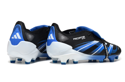 Men's Adidas Predator 25 Elite Foldover Tongue FG Firm Ground Low-Tops Football Boots - Black/Blue/White