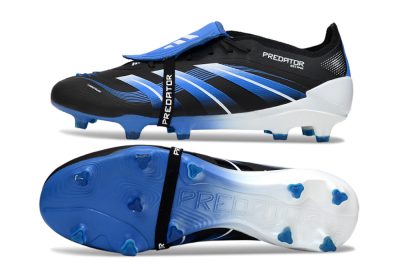 Men's Adidas Predator 25 Elite Foldover Tongue FG Firm Ground Low-Tops Football Boots - Black/Blue/White