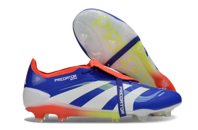 Men's Adidas Predator 25 Elite Foldover Tongue FG Firm Ground Low-Tops Football Boots - Blue/White/Red