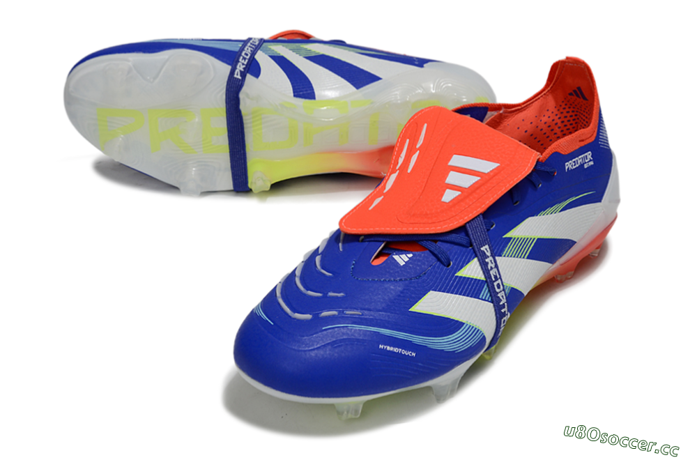 Men's Adidas Predator 25 Elite Foldover Tongue FG Firm Ground Low-Tops Football Boots - Blue/White/Red 3
