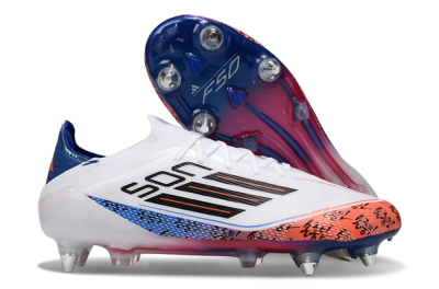 Men's Son x Adidas F50 Elite SG Soft Ground Low-Tops Football Boots - White/Blue/Red