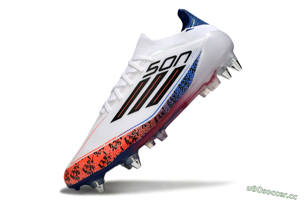 Men's Son x Adidas F50 Elite SG Soft Ground Low-Tops Football Boots - White/Blue/Red 5