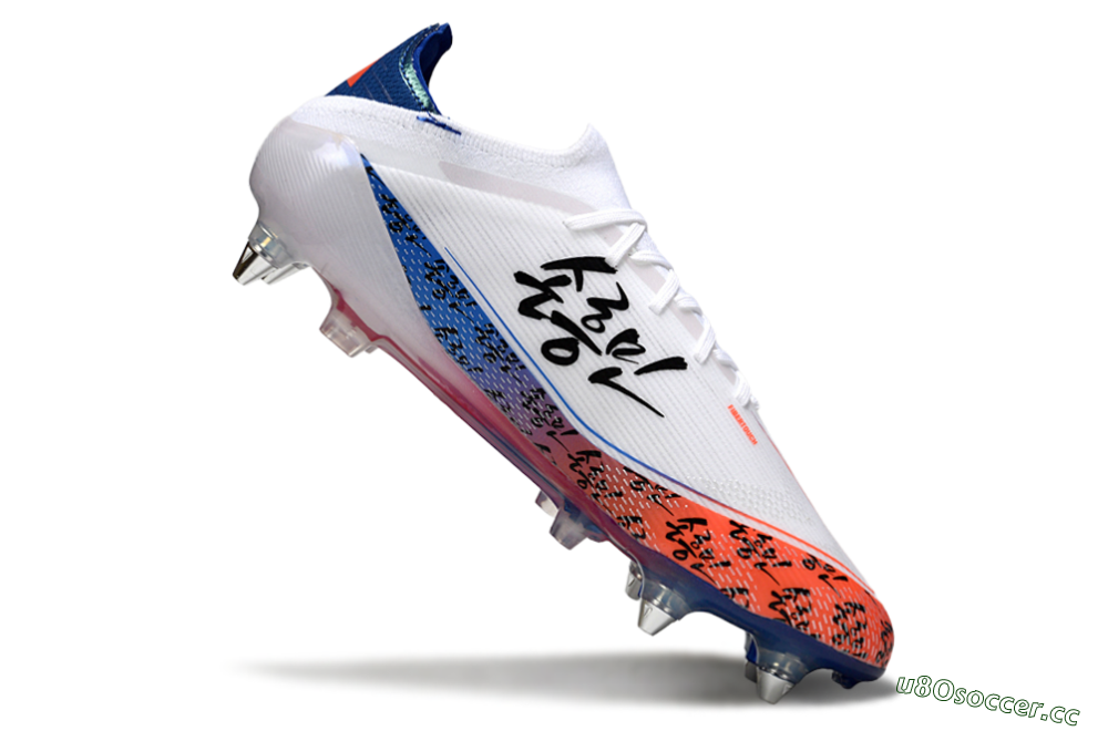 Men's Son x Adidas F50 Elite SG Soft Ground Low-Tops Football Boots - White/Blue/Red 4