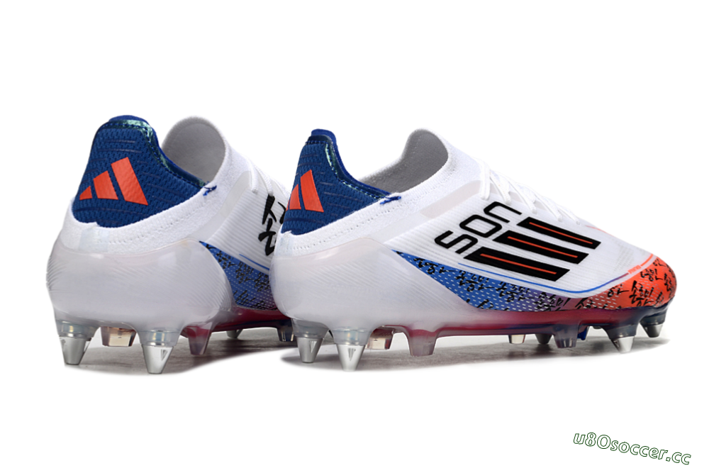 Men's Son x Adidas F50 Elite SG Soft Ground Low-Tops Football Boots - White/Blue/Red 6