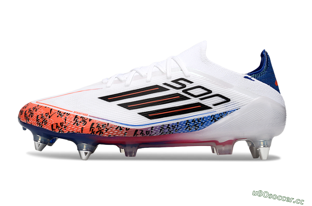 Men's Son x Adidas F50 Elite SG Soft Ground Low-Tops Football Boots - White/Blue/Red 0