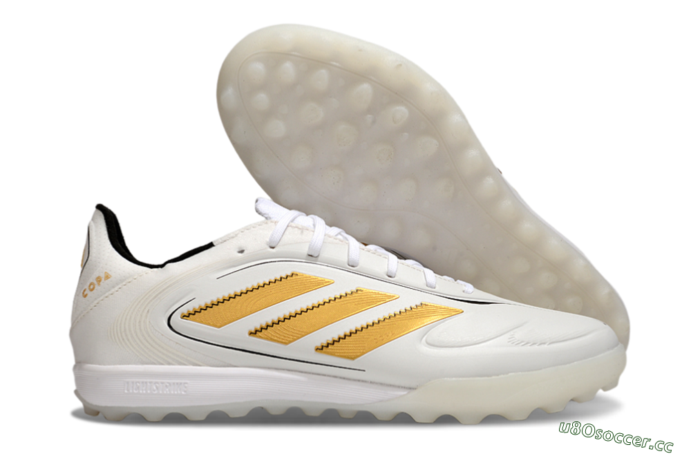 Men's Adidas Copa Pure 3 TF Artificial Turf Low-Tops Football Shoes - White/Gold/Black 2