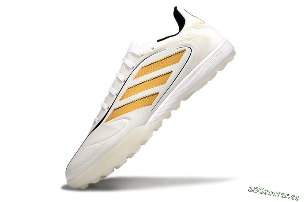 Men's Adidas Copa Pure 3 TF Artificial Turf Low-Tops Football Shoes - White/Gold/Black 5