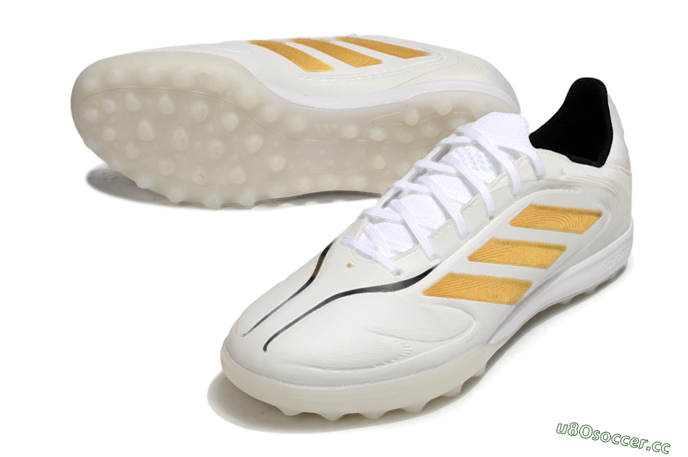 Men's Adidas Copa Pure 3 TF Artificial Turf Low-Tops Football Shoes - White/Gold/Black 3