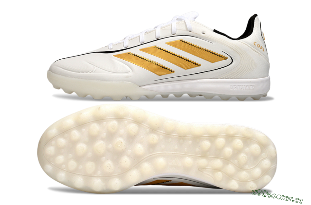 Men's Adidas Copa Pure 3 TF Artificial Turf Low-Tops Football Shoes - White/Gold/Black 1