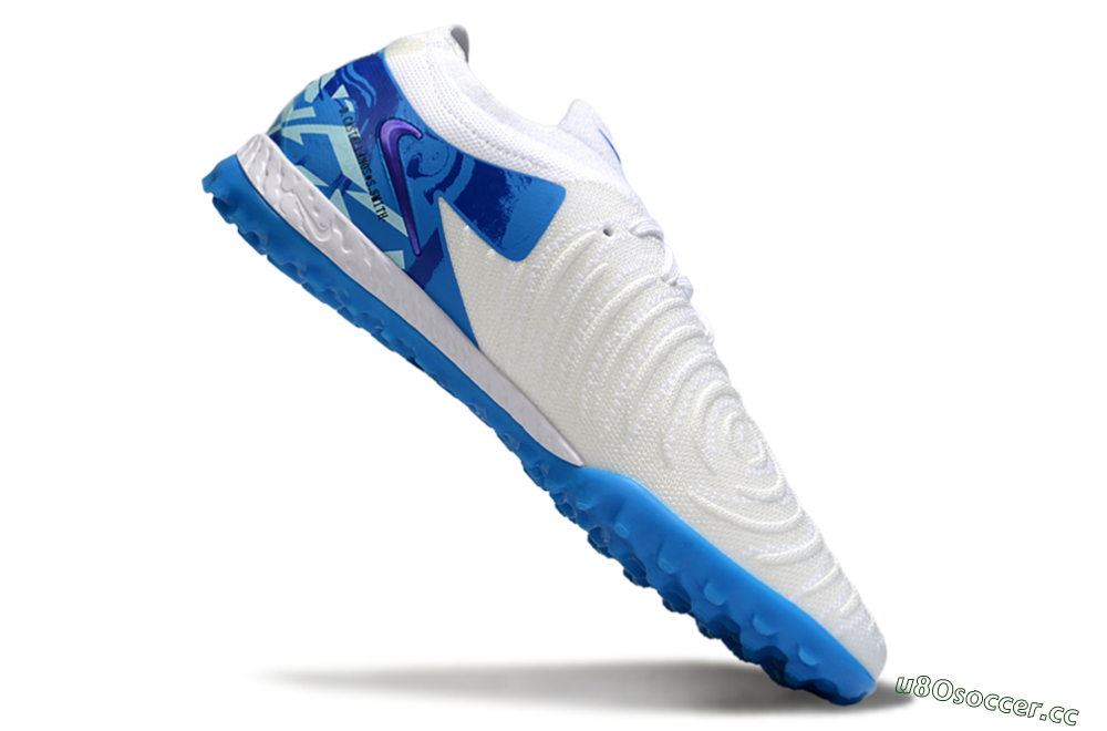 Men's Nike Phantom GX 2 Elite TF Artificial Turf Low-Tops Football Shoes - White/Blue 4