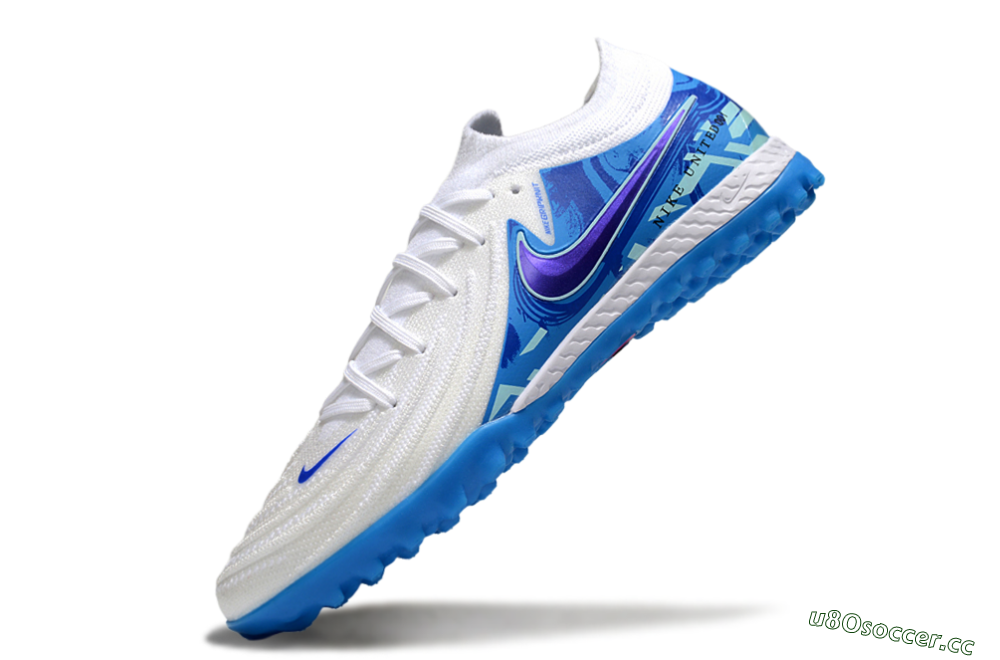 Men's Nike Phantom GX 2 Elite TF Artificial Turf Low-Tops Football Shoes - White/Blue 5