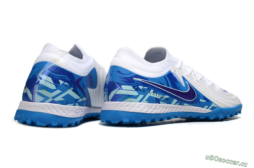 Men's Nike Phantom GX 2 Elite TF Artificial Turf Low-Tops Football Shoes - White/Blue 6
