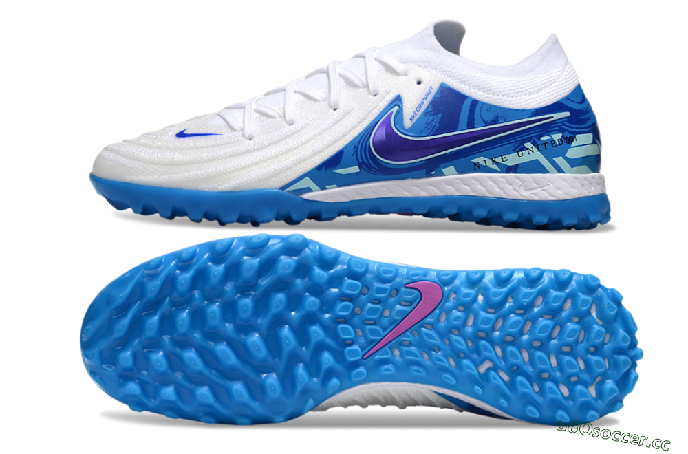 Men's Nike Phantom GX 2 Elite TF Artificial Turf Low-Tops Football Shoes - White/Blue 1