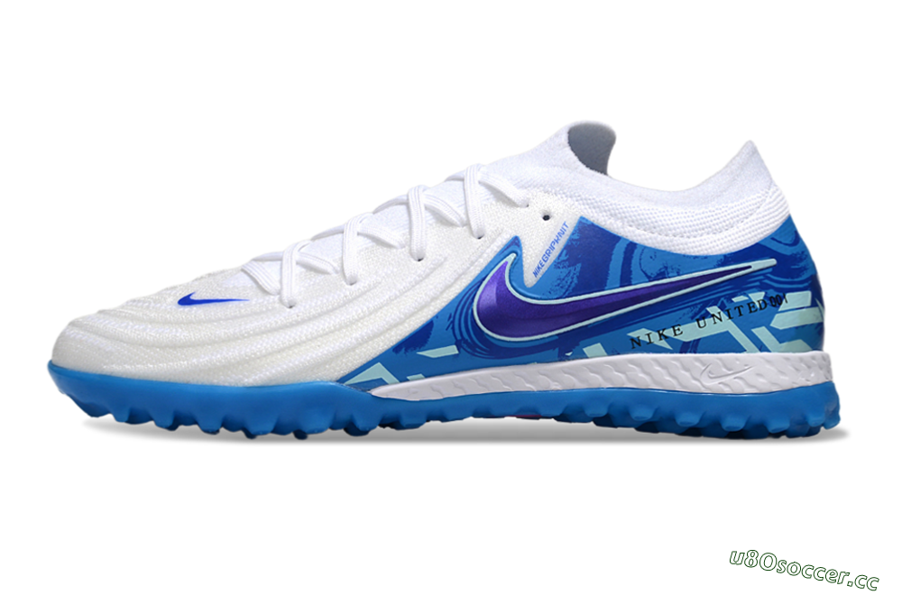 Men's Nike Phantom GX 2 Elite TF Artificial Turf Low-Tops Football Shoes - White/Blue 0