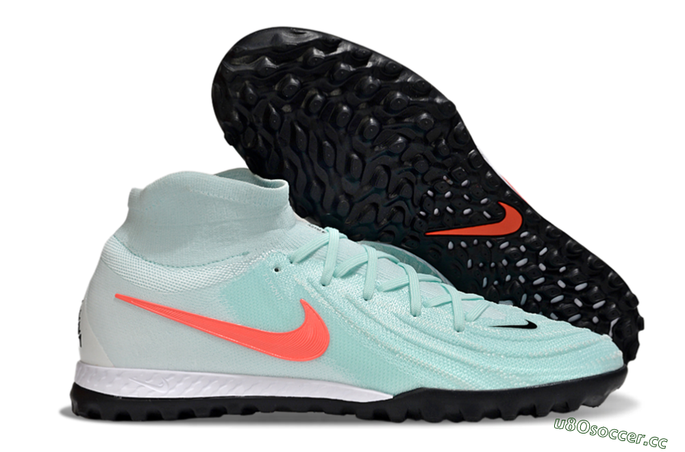 Men's Nike Phantom Luna Elite NU TF Artificial Turf High-Tops Football Shoes - Jade/Red/White 2