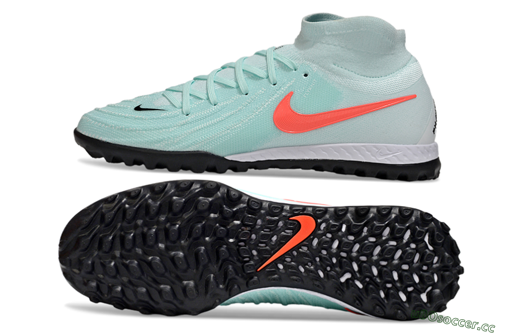 Men's Nike Phantom Luna Elite NU TF Artificial Turf High-Tops Football Shoes - Jade/Red/White 1
