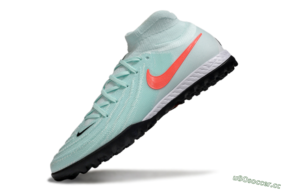 Men's Nike Phantom Luna Elite NU TF Artificial Turf High-Tops Football Shoes - Jade/Red/White 5
