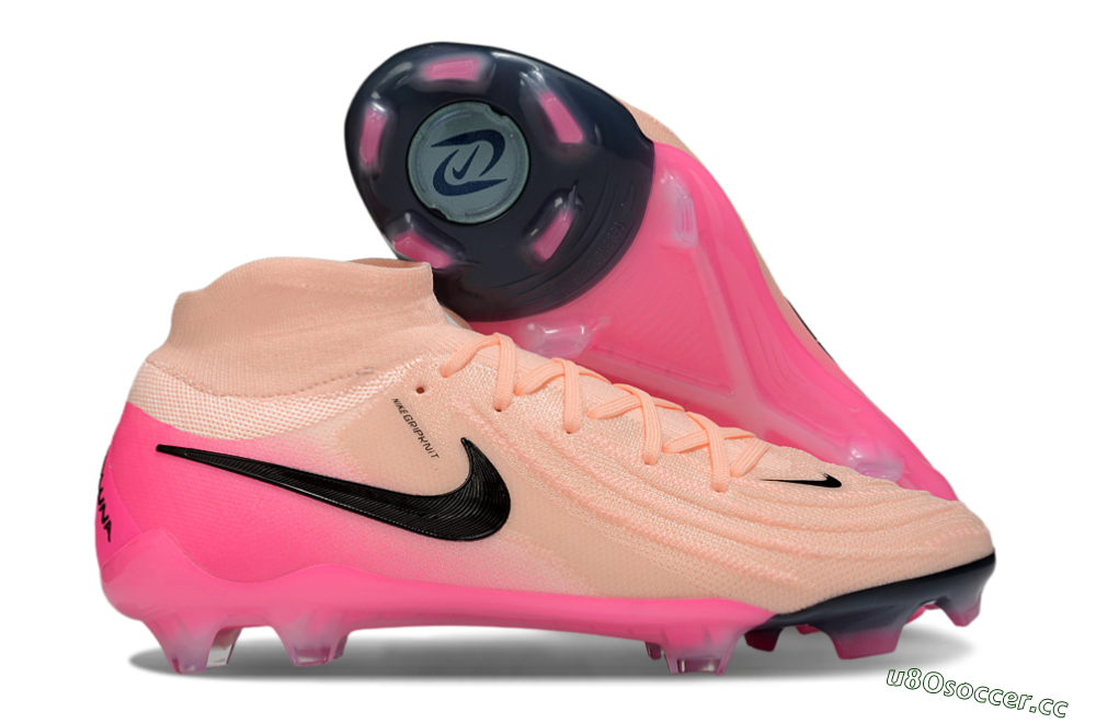 Men's Nike Phantom Luna Elite NU FG Firm Ground High-Tops Football Boots - Pink/Black 2
