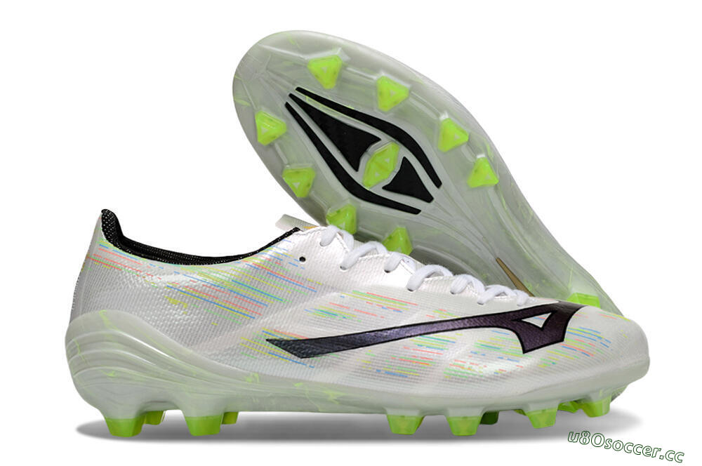 Men's Mizuno Alpha Beta FG Firm Ground Low-Tops Football Boots - White/Pink/Yellow 2