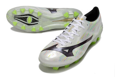 Men's Mizuno Alpha Beta FG Firm Ground Low-Tops Football Boots - White/Pink/Yellow