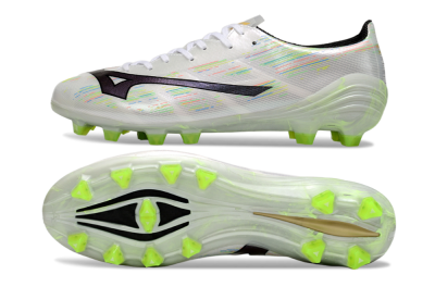 Men's Mizuno Alpha Beta FG Firm Ground Low-Tops Football Boots - White/Pink/Yellow