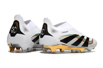 Unisex Adidas Predator 25 Elite Laceless FG Firm Ground Low-Tops Football Boots - White/Black/Gold