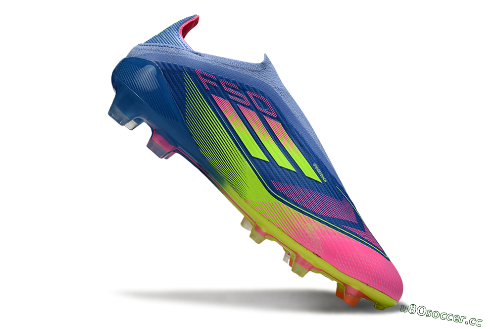 Unisex Adidas F50 Elite Laceless FG Firm Ground Low-Tops Football Boots - Blue/Yellow/Pink 5