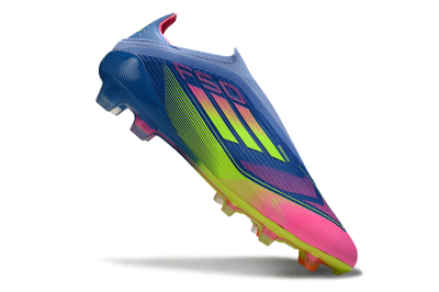 Unisex Adidas F50 Elite Laceless FG Firm Ground Low-Tops Football Boots - Blue/Yellow/Pink