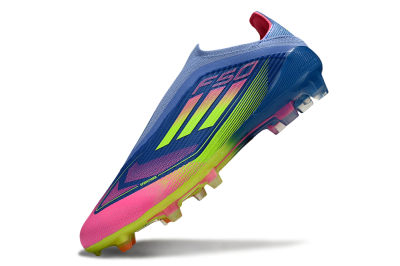 Unisex Adidas F50 Elite Laceless FG Firm Ground Low-Tops Football Boots - Blue/Yellow/Pink