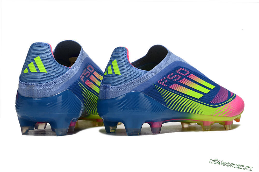 Unisex Adidas F50 Elite Laceless FG Firm Ground Low-Tops Football Boots - Blue/Yellow/Pink 7