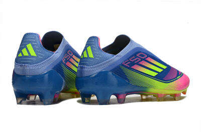 Unisex Adidas F50 Elite Laceless FG Firm Ground Low-Tops Football Boots - Blue/Yellow/Pink
