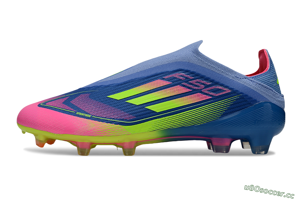 Unisex Adidas F50 Elite Laceless FG Firm Ground Low-Tops Football Boots - Blue/Yellow/Pink 0