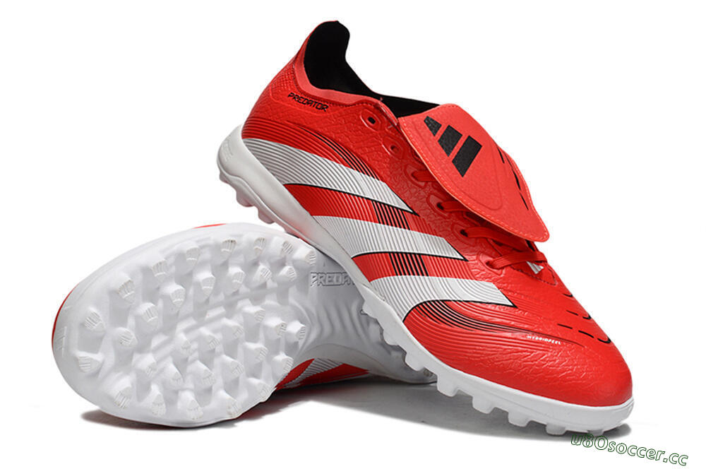 Unisex Adidas Predator 25 Elite Foldover Tongue TF Artificial Turf Low-Tops Football Shoes - Red/White/Black 3