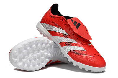 Unisex Adidas Predator 25 Elite Foldover Tongue TF Artificial Turf Low-Tops Football Shoes - Red/White/Black
