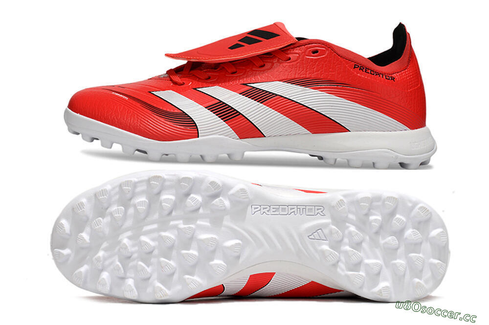 Unisex Adidas Predator 25 Elite Foldover Tongue TF Artificial Turf Low-Tops Football Shoes - Red/White/Black 1
