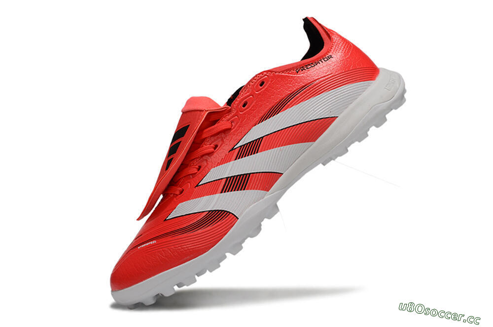 Unisex Adidas Predator 25 Elite Foldover Tongue TF Artificial Turf Low-Tops Football Shoes - Red/White/Black 5