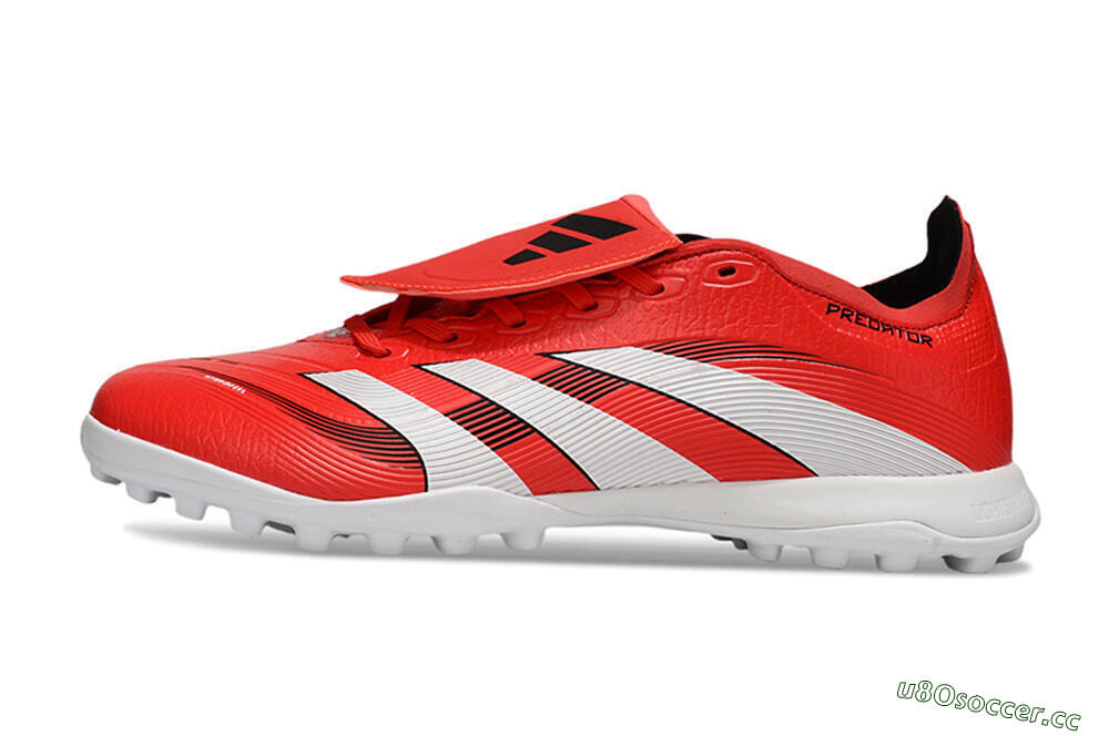 Unisex Adidas Predator 25 Elite Foldover Tongue TF Artificial Turf Low-Tops Football Shoes - Red/White/Black 0