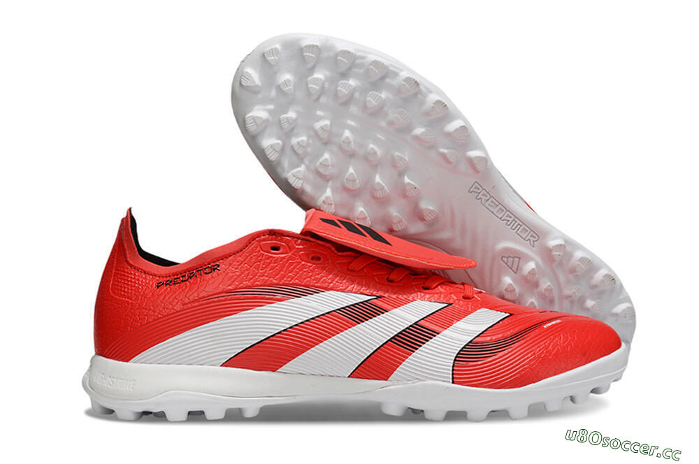 Unisex Adidas Predator 25 Elite Foldover Tongue TF Artificial Turf Low-Tops Football Shoes - Red/White/Black 2