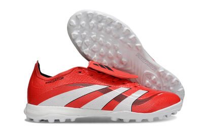 Unisex Adidas Predator 25 Elite Foldover Tongue TF Artificial Turf Low-Tops Football Shoes - Red/White/Black