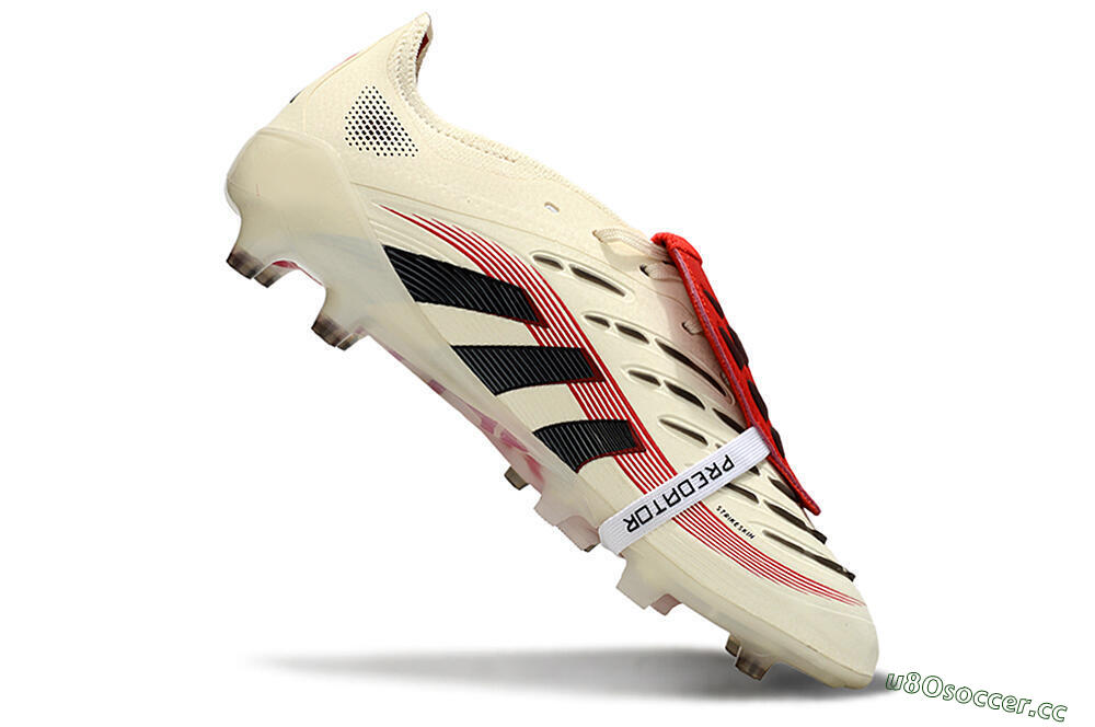 Men's Adidas Predator 25 Elite Foldover Tongue FG Firm Ground Low-Tops Football Boots - White/Black/Red 4