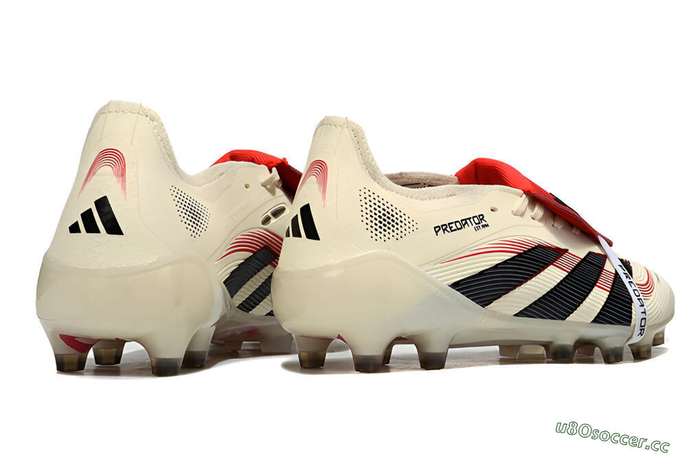 Men's Adidas Predator 25 Elite Foldover Tongue FG Firm Ground Low-Tops Football Boots - White/Black/Red 6