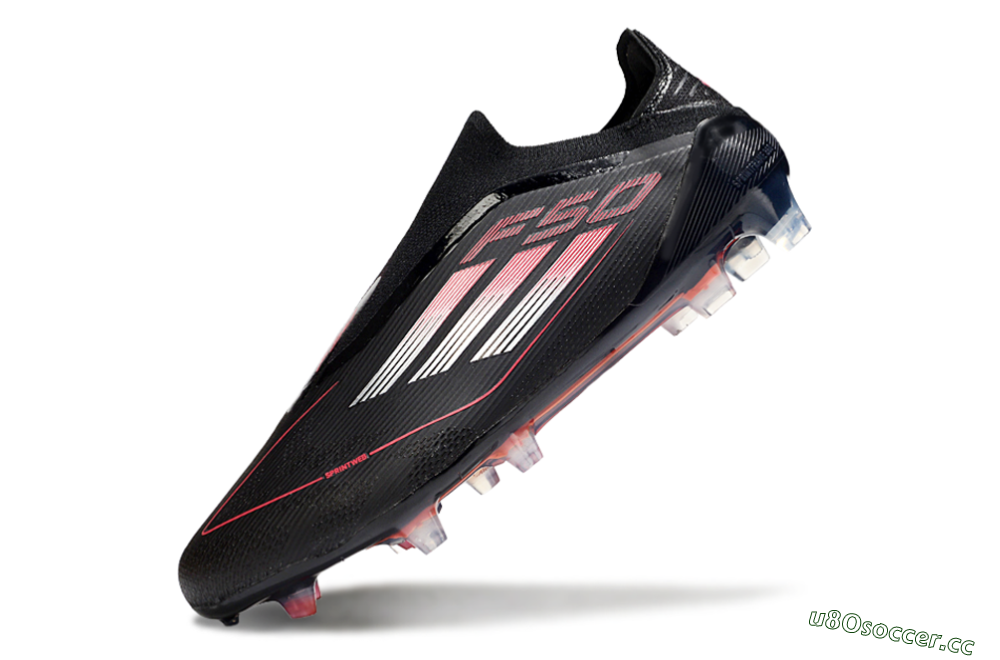 Men's Adidas F50 Elite Laceless FG Firm Ground Low-Tops Football Boots - Black/Silver/Red 5