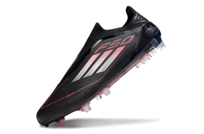 Men's Adidas F50 Elite Laceless FG Firm Ground Low-Tops Football Boots - Black/Silver/Red