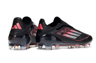 Men's Adidas F50 Elite Laceless FG Firm Ground Low-Tops Football Boots - Black/Silver/Red