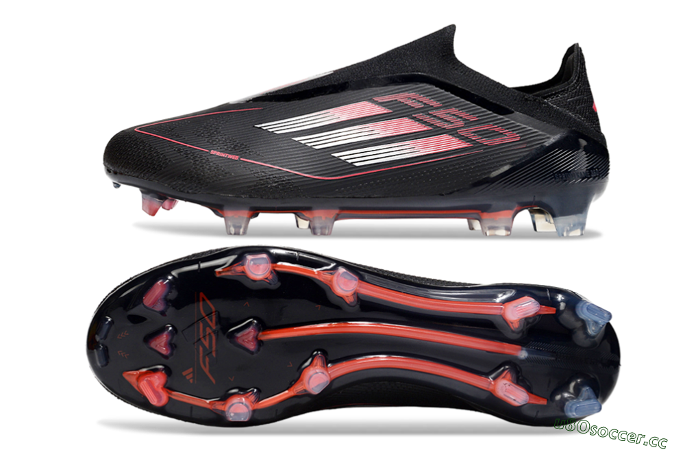 Men's Adidas F50 Elite Laceless FG Firm Ground Low-Tops Football Boots - Black/Silver/Red 1