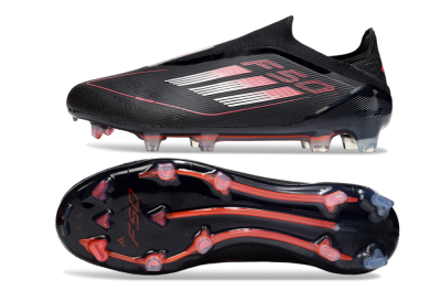 Men's Adidas F50 Elite Laceless FG Firm Ground Low-Tops Football Boots - Black/Silver/Red