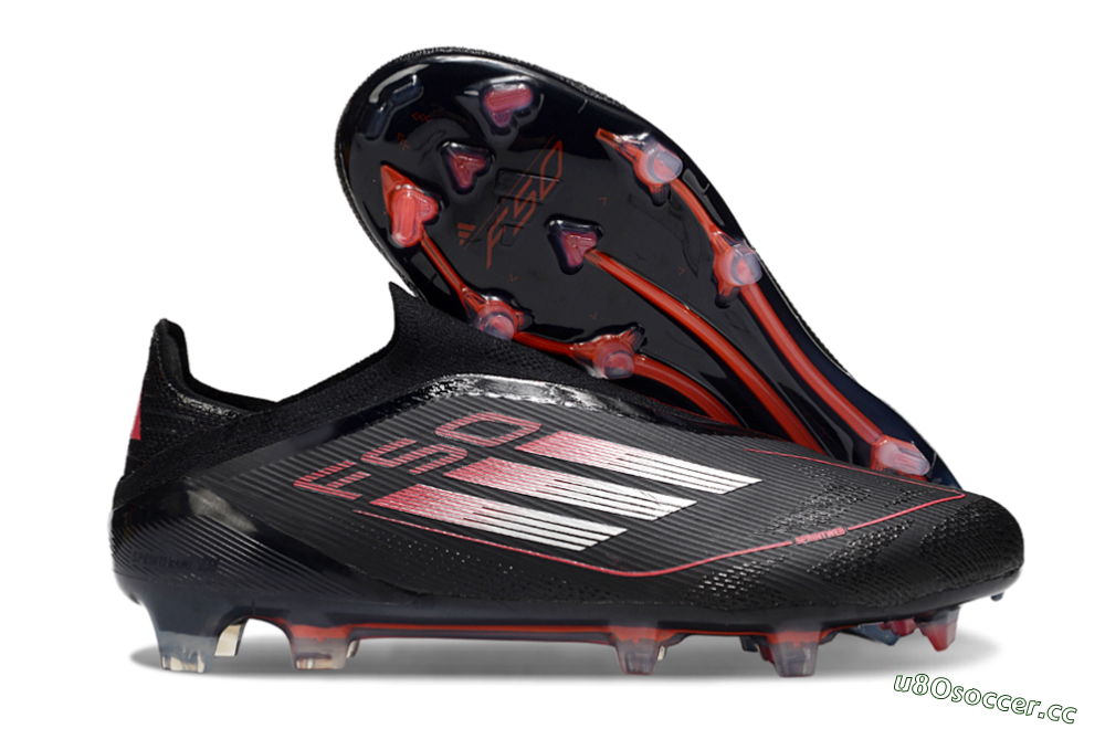 Men's Adidas F50 Elite Laceless FG Firm Ground Low-Tops Football Boots - Black/Silver/Red 2